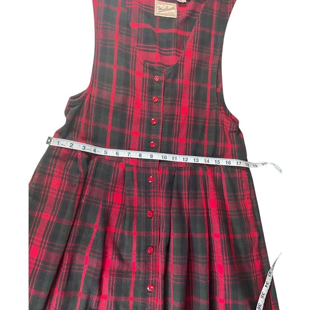 Vintage Woolrich Red Plaid Jumper Dress Sleeveless Buttons cottagecore Cotton L - Picture 6 of 12